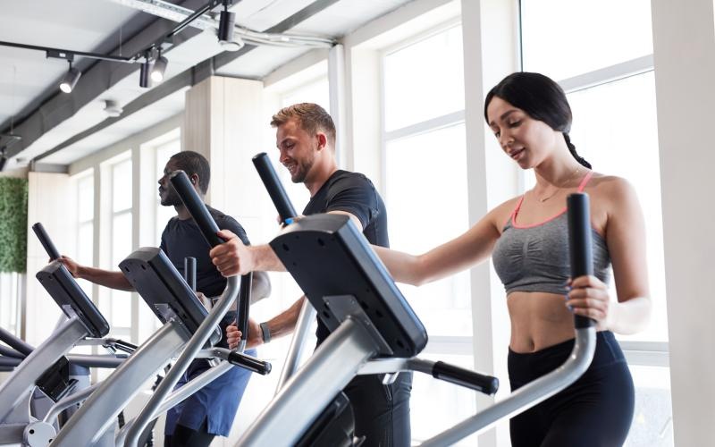 a group of people exercising