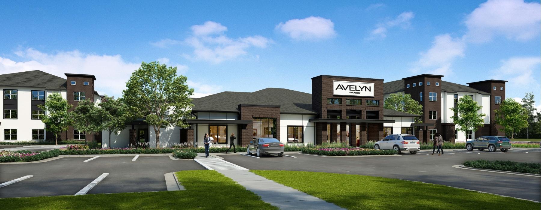 a building with a parking lot